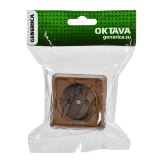 OKTAVA Розетка 1-местная с заземлением для открытой установки 16А дуб GENERICA