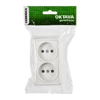 OKTAVA Розетка 2-местная без заземления для открытой установки 10А белый GENERICA