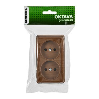 OKTAVA Розетка 2-местная без заземления для открытой установки 10А дуб GENERICA