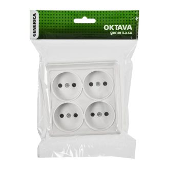 OKTAVA Розетка 4-местная без заземления для открытой установки 10А белый GENERICA