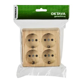 OKTAVA Розетка 4-местная с заземлением для открытой установки 16А сосна GENERICA
