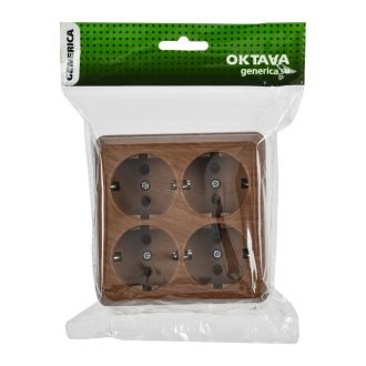 OKTAVA Розетка 4-местная с заземлением для открытой установки 16А дуб GENERICA