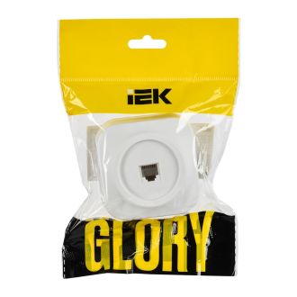 GLORY Розетка для открытой установки телефонная RJ11 белый матовый