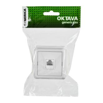 OKTAVA Розетка 1-местная телефонная RJ11 для открытой установки белый GENERICA