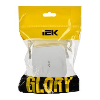 GLORY Выключатель 1-клавишный для открытой установки проходной 10А белый матовый