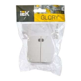 GLORY Выключатель 2-клавишный для открытой установки с индикацией 10А белый