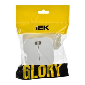 GLORY Выключатель 2-клавишный для открытой установки с индикацией 10А белый матовый
