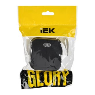 GLORY Выключатель 2-клавишный для открытой установки с индикацией 10А черный матовый
