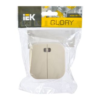 GLORY Выключатель 2-клавишный для открытой установки с индикацией 10А кремовый