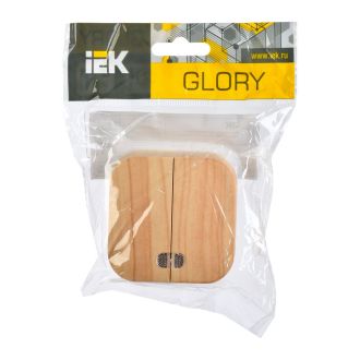 GLORY Выключатель 2-клавишный для открытой установки с индикацией 10А сосна