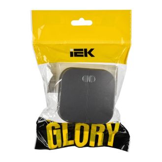 GLORY Выключатель 2-клавишный для открытой установки с индикацией 10А сталь матовый