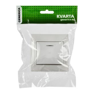 KVARTA Выключатель 1-клавишный с индикацией 10А белый GENERICA