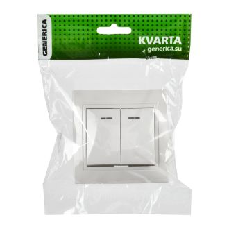 KVARTA Выключатель 2-клавишный с индикацией 10А белый GENERICA
