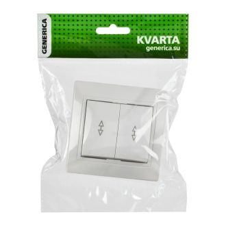 KVARTA Выключатель 2-клавишный проходной 10А белый GENERICA