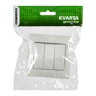 KVARTA Выключатель 3-клавишный 10А белый GENERICA