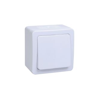 Выключатель 1-клавишный для открытой установки IP54 ГЕРМЕС PLUS (цвет клавиши: белый)