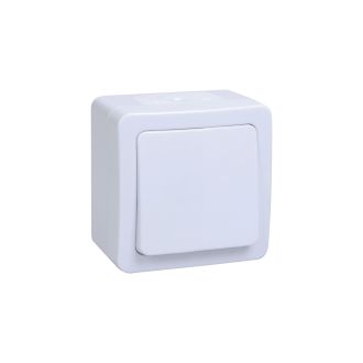 Выключатель 1-клавишный для открытой установки проходной IP54 ГЕРМЕС PLUS (цвет клавиши: белый)