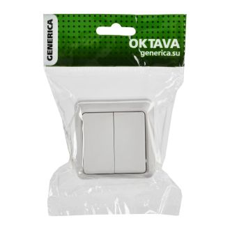 OKTAVA Выключатель 2-клавишный для открытой установки 10А белый GENERICA