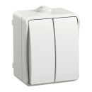 FORS Выключатель 2-клавишный для открытой установки 10А IP54 белый