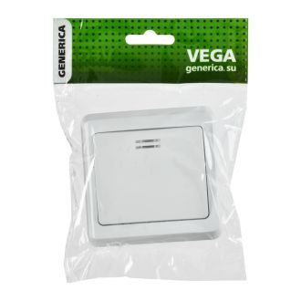 VEGA Выключатель 1-клавишный с индикацией 10А белый GENERICA