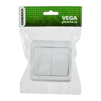 VEGA Выключатель 2-клавишный 10А белый GENERICA