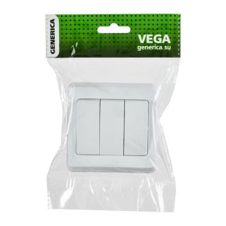 VEGA Выключатель 3 кл. 10А белый GENERICA