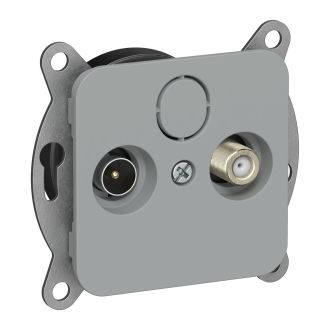 FLITE Розетка 2-местная TV+SAT экранированная проходная серый