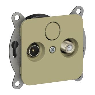FLITE Розетка 2-местная TV+SAT экранированная проходная оливковый