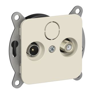 FLITE Розетка 2-местная TV+SAT экранированная проходная сливочный