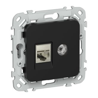 FLITE Розетка 2-местная RJ45/TV категория 6 STP черный