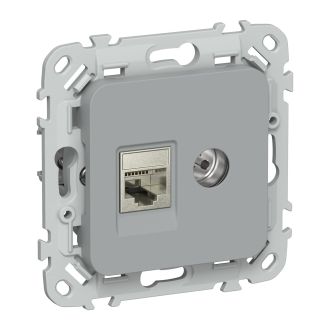 FLITE Розетка 2-местная RJ45/TV категория 6 STP серый