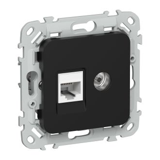 FLITE Розетка 2-местная RJ45/TV категория 5Е UTP черный