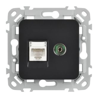 FLITE Розетка 2-местная RJ45/TV категория 5Е UTP черный