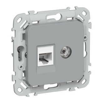 FLITE Розетка 2-местная RJ45/TV категория 5Е UTP серый
