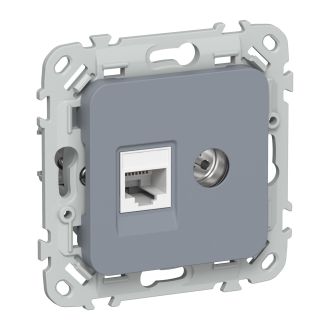 FLITE Розетка 2-местная RJ45/TV категория 5Е UTP маренго