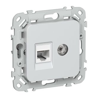 FLITE Розетка 2-местная RJ45/TV категория 5Е UTP жемчуг