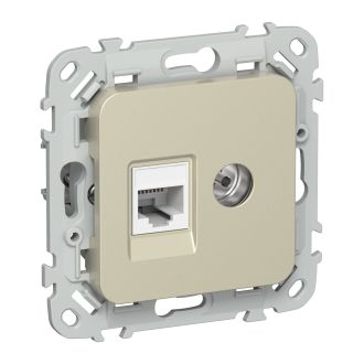 FLITE Розетка 2-местная RJ45/TV категория 5Е UTP шампань