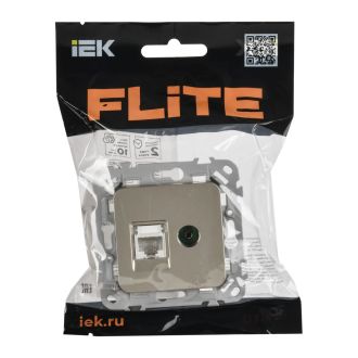FLITE Розетка 2-местная RJ45/TV категория 5Е UTP шампань