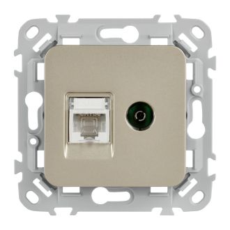FLITE Розетка 2-местная RJ45/TV категория 5Е UTP шампань