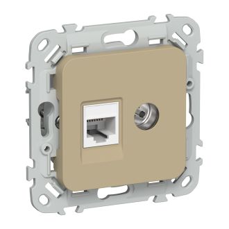 FLITE Розетка 2-местная RJ45/TV категория 5Е UTP хаки