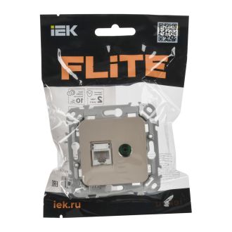 FLITE Розетка 2-местная RJ45/TV категория 5Е UTP льняной