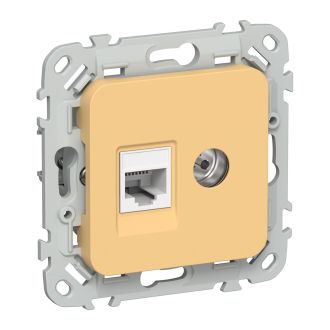FLITE Розетка 2-местная RJ45/TV категория 5Е UTP золотарник