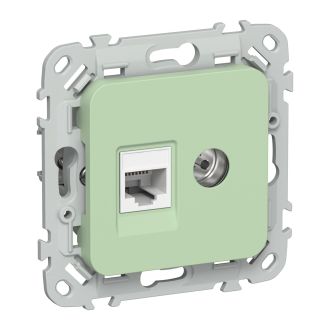 FLITE Розетка 2-местная RJ45/TV категория 5Е UTP фисташковый