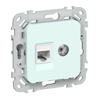 FLITE Розетка 2-местная RJ45/TV категория 5Е UTP холодный лед