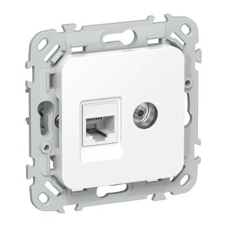 FLITE Розетка 2-местная RJ45/TV категория 6 UTP белый