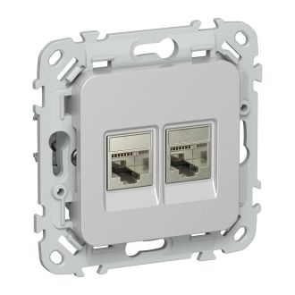 FLITE Розетка 2-местная компьютерная RJ45 категория 6 STP алюминий