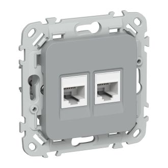 FLITE Розетка 2-местная компьютерная RJ45 категория 5Е UTP серый