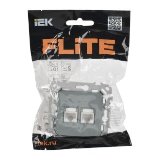 FLITE Розетка 2-местная компьютерная RJ45 категория 5Е UTP серый