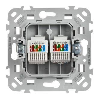 FLITE Розетка 2-местная компьютерная RJ45 категория 5Е UTP серый