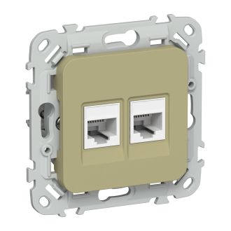FLITE Розетка 2-местная компьютерная RJ45 категория 5Е UTP оливковый